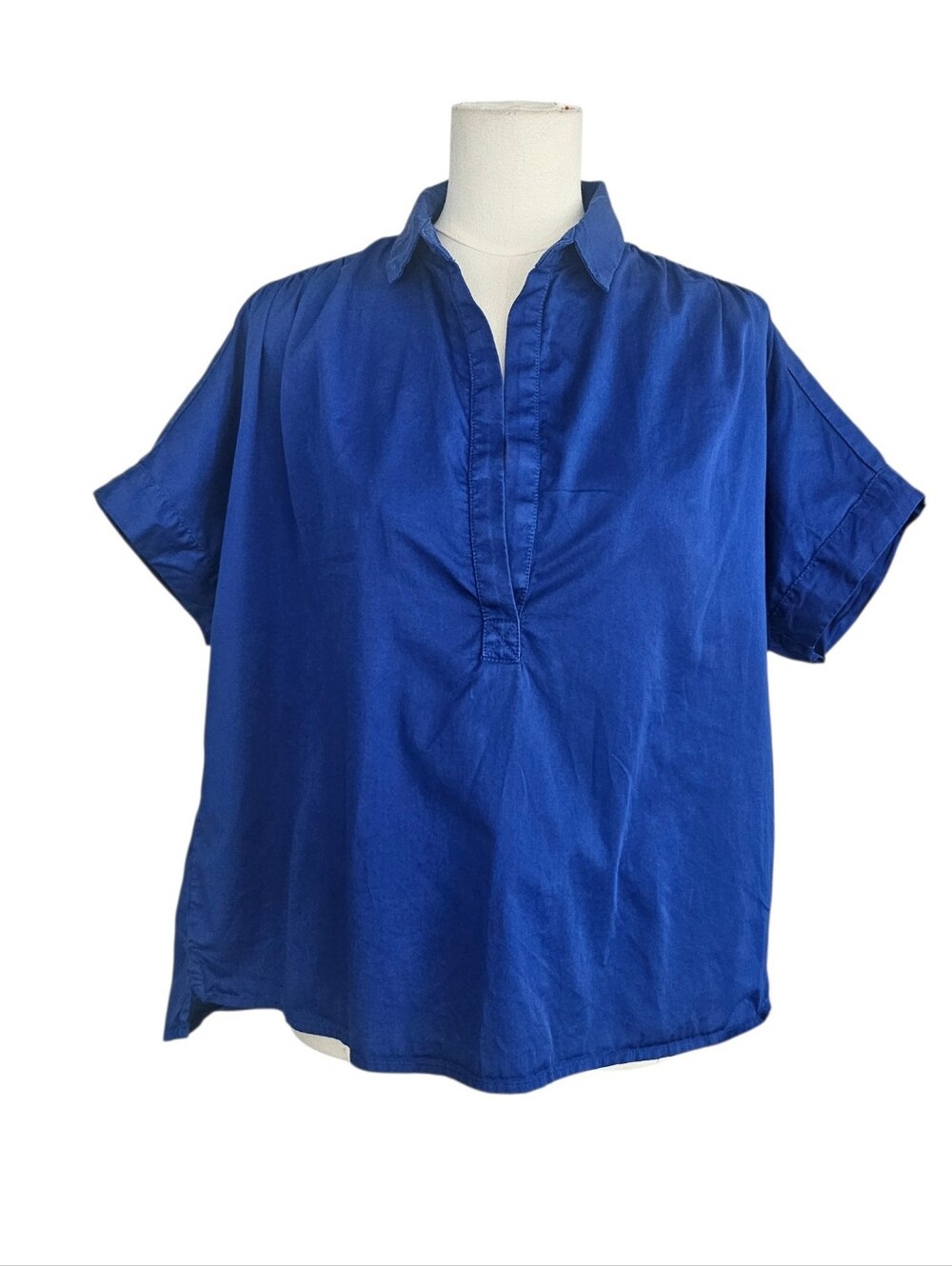 Cali By Cali Dreaming Oversized Popover Top In Blue Size M